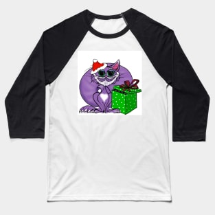 Santa Kitty with Eye Catching Gift Baseball T-Shirt